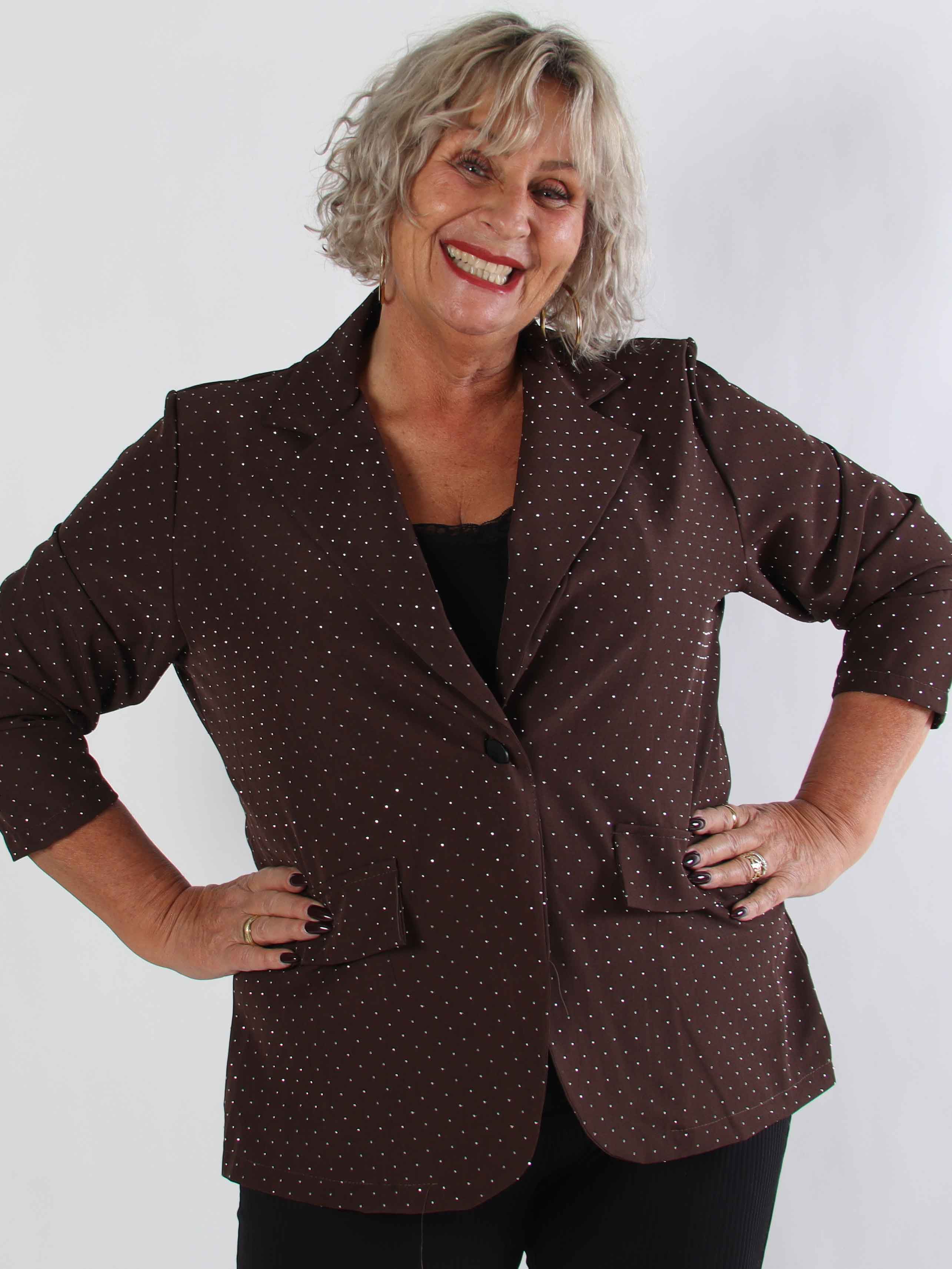 Lanthe - Plus size blazer med glitrende similisten